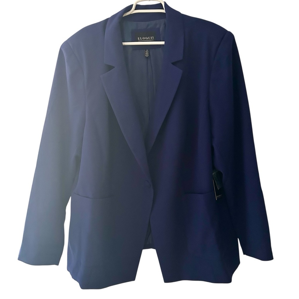 NWT Eloquii Plus Navy One Button Lined Blazer Y5
